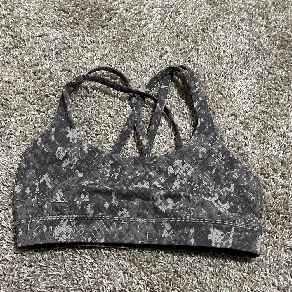 Lululemon Energy Bra - 4 - Gray Snake Print - Picture 3 of 7